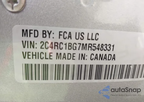 2021 Chrysler Pacifica Touring L z USA, uszkodzony, nr VIN 2C4RC1BG7MR548331